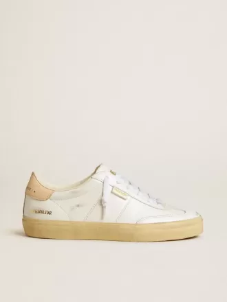 Soul Star da donna in pelle bianca con linguetta sul tallone in pelle rosa