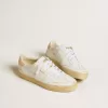 Soul Star da donna in pelle bianca con linguetta sul tallone in pelle rosa