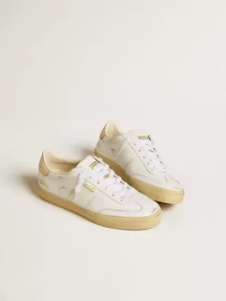 Soul Star da donna in pelle bianca con linguetta sul tallone in pelle rosa
