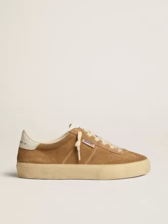 Soul Star da donna in pelle scamosciata color cammello con linguetta e tallone in pelle bianca
