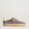 Soul Star da donna in pelle scamosciata lilla con linguetta sul tallone in pelle bianca