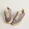 Soul Star da donna in pelle scamosciata lilla con linguetta sul tallone in pelle bianca