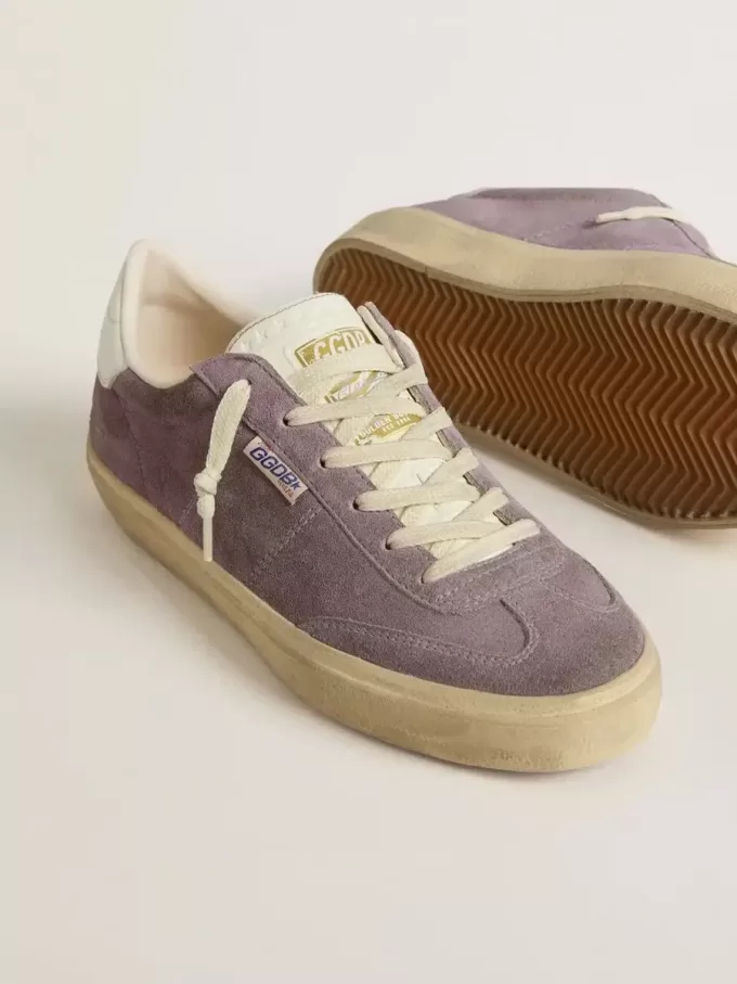 Soul Star da donna in pelle scamosciata lilla con linguetta sul tallone in pelle bianca