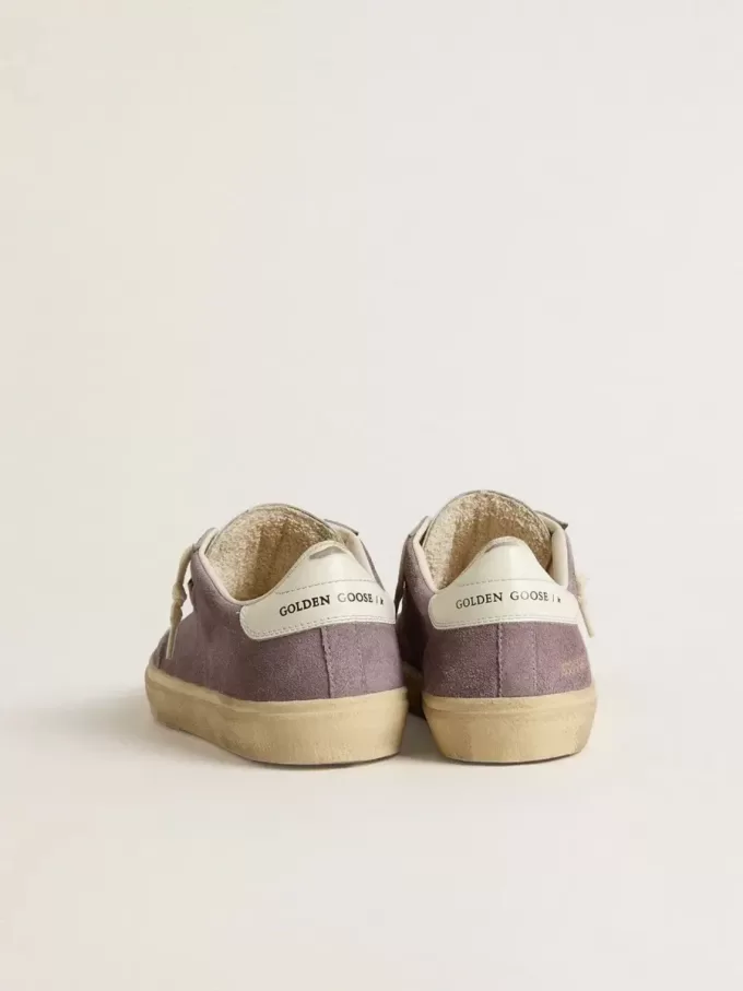 Soul Star da donna in pelle scamosciata lilla con linguetta sul tallone in pelle bianca