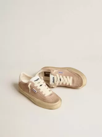 Soul Star da donna in pelle scamosciata rosa con tallone in pelle bianco latte