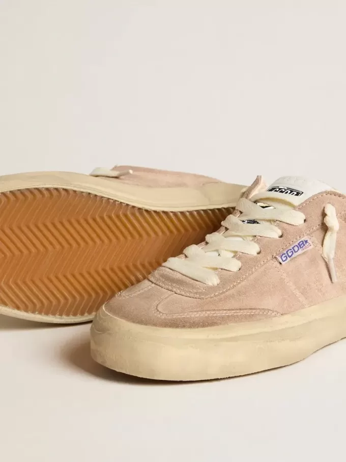 Soul Star da donna in pelle scamosciata rosa con tallone in pelle bianco latte