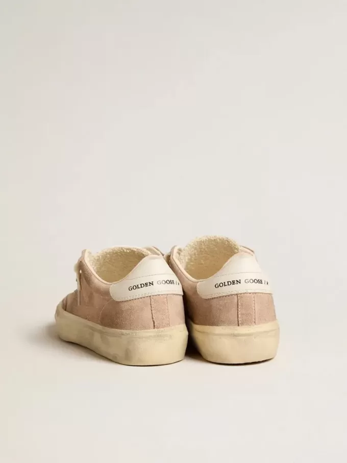 Soul Star da donna in pelle scamosciata rosa con tallone in pelle bianco latte