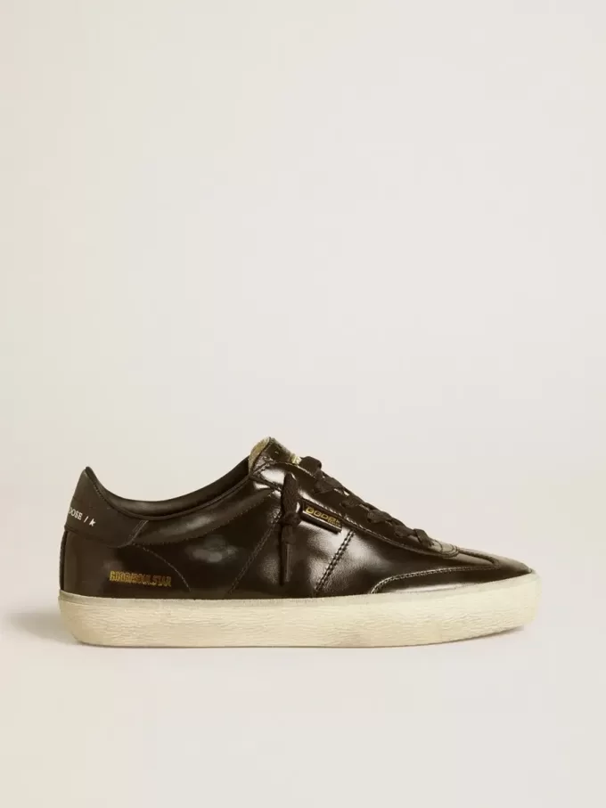 Soul Star da donna in vernice nera con linguetta sul tallone in pelle nera