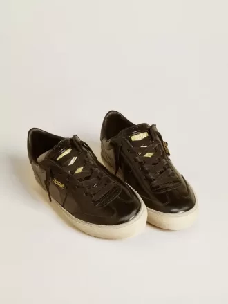 Soul Star da donna in vernice nera con linguetta sul tallone in pelle nera