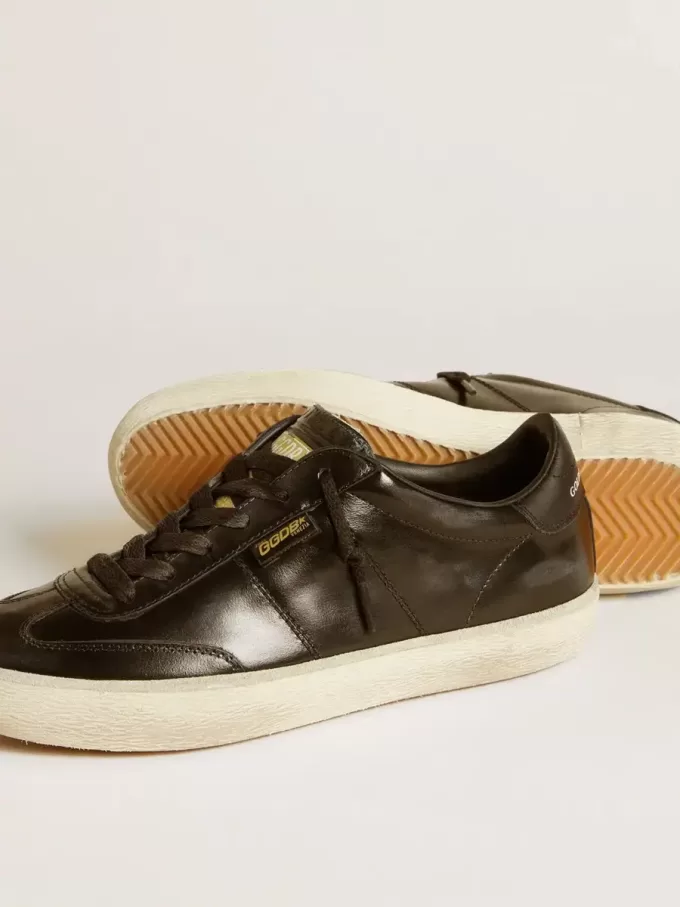 Soul Star da donna in vernice nera con linguetta sul tallone in pelle nera