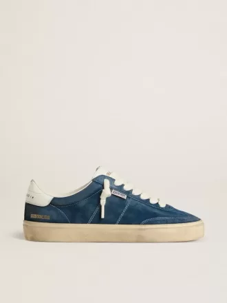 Soul Star da uomo in pelle scamosciata blu con linguetta sul tallone in pelle bianca