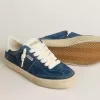 Soul Star da uomo in pelle scamosciata blu con linguetta sul tallone in pelle bianca