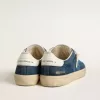 Soul Star da uomo in pelle scamosciata blu con linguetta sul tallone in pelle bianca