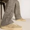 Soul Star da uomo in pelle scamosciata grigio tortora con linguetta e tallone in pelle bianca