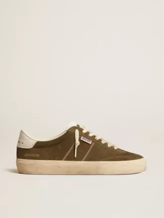 Soul Star da uomo in pelle scamosciata verde con linguetta e tallone in pelle bianca