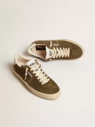 Soul Star da uomo in pelle scamosciata verde con linguetta e tallone in pelle bianca