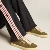 Soul Star da uomo in pelle scamosciata verde con linguetta e tallone in pelle bianca