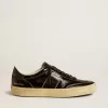 Soul Star da uomo in vernice nera con linguetta sul tallone in pelle nera