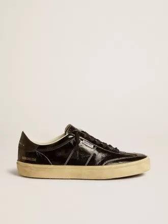 Soul Star da uomo in vernice nera con linguetta sul tallone in pelle nera