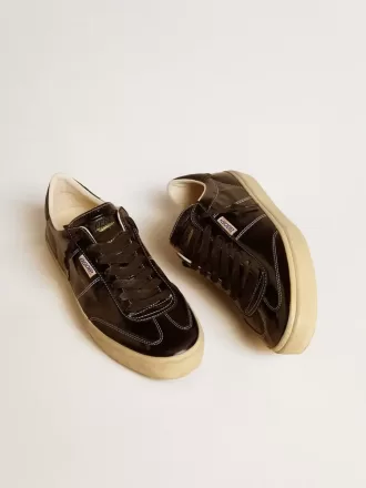 Soul Star da uomo in vernice nera con linguetta sul tallone in pelle nera