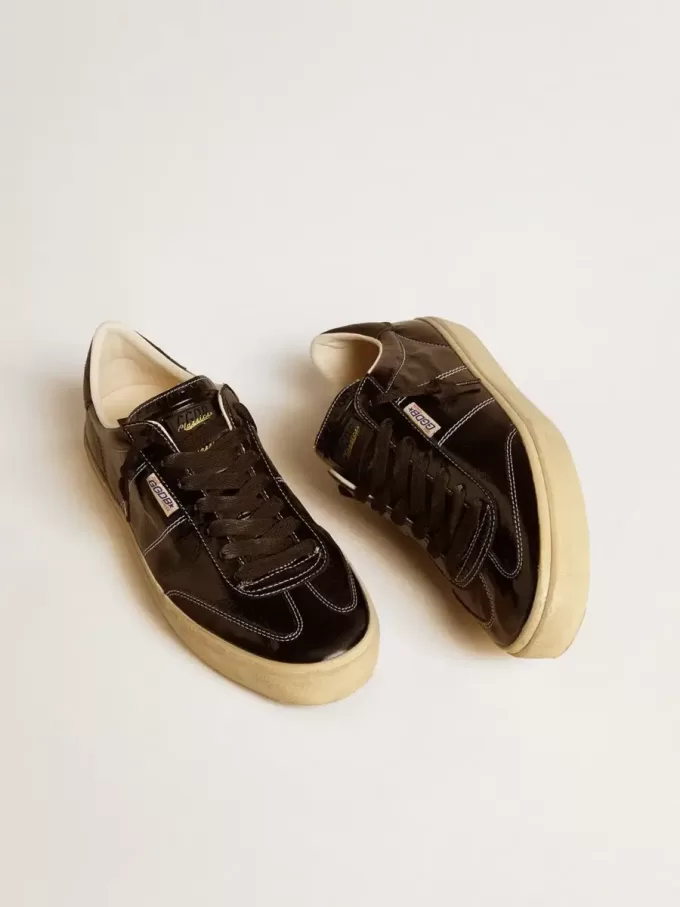 Soul Star da uomo in vernice nera con linguetta sul tallone in pelle nera