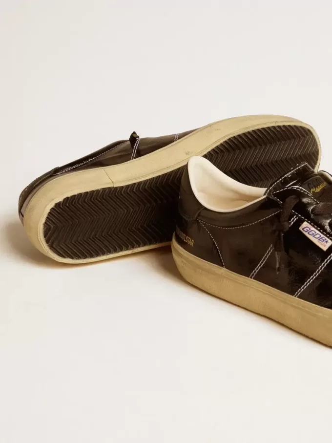 Soul Star da uomo in vernice nera con linguetta sul tallone in pelle nera