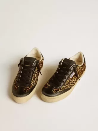 Soul Star in pelle di pony con stampa leopardata, tallone e inserti in nappa nera