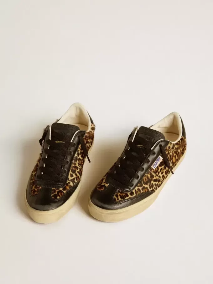 Soul Star in pelle di pony con stampa leopardata, tallone e inserti in nappa nera