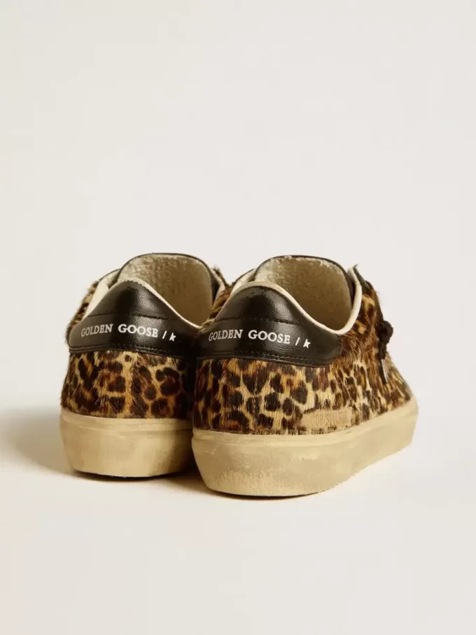 Soul Star in pelle di pony con stampa leopardata, tallone e inserti in nappa nera
