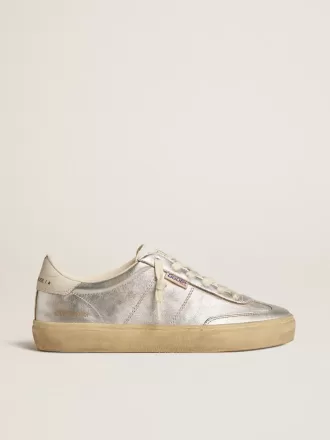 Soul Star in pelle metallizzata argento con linguetta sul tallone in pelle bianca