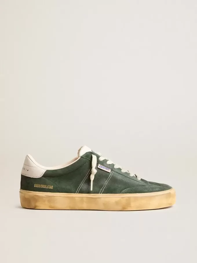 Soul Star in pelle scamosciata verde con tallone in pelle bianco latte