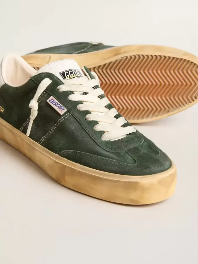 Soul Star in pelle scamosciata verde con tallone in pelle bianco latte