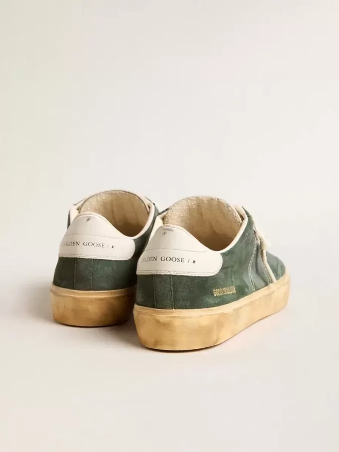 Soul Star in pelle scamosciata verde con tallone in pelle bianco latte