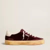 Soul Star in velluto bordeaux con linguetta del tallone in pelle bianca