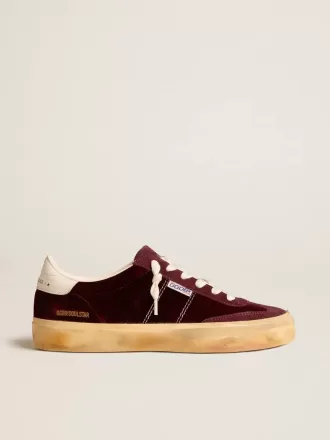 Soul Star in velluto bordeaux con linguetta del tallone in pelle bianca