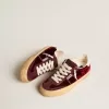Soul Star in velluto bordeaux con linguetta del tallone in pelle bianca