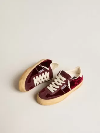 Soul Star in velluto bordeaux con linguetta del tallone in pelle bianca