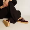 Soul Star in velluto bordeaux con linguetta del tallone in pelle bianca
