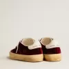 Soul Star in velluto bordeaux con linguetta del tallone in pelle bianca