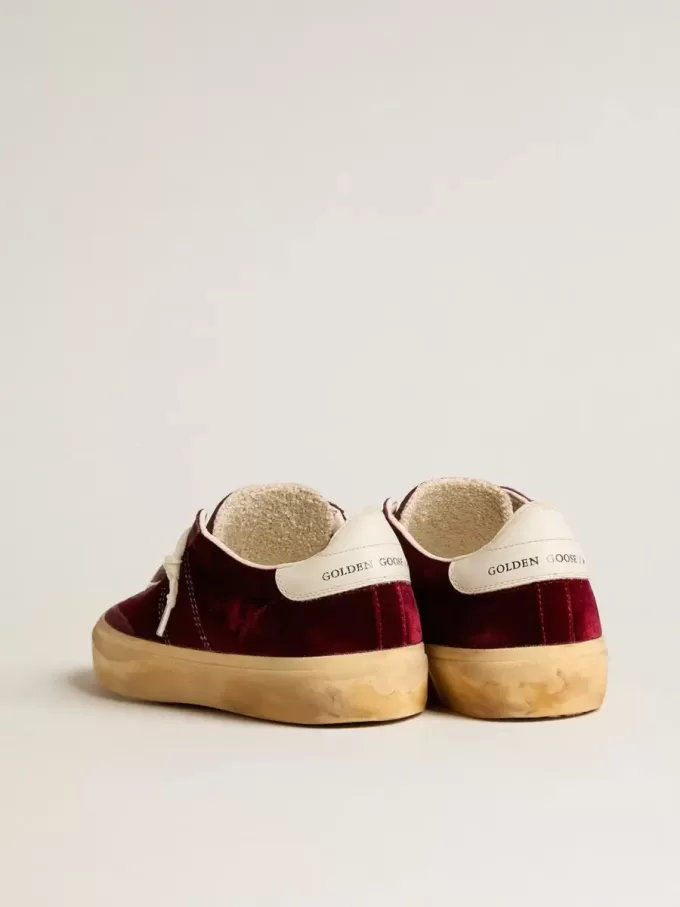Soul Star in velluto bordeaux con linguetta del tallone in pelle bianca
