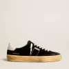 Soul Star in velluto nero con linguetta sul tallone in pelle bianca