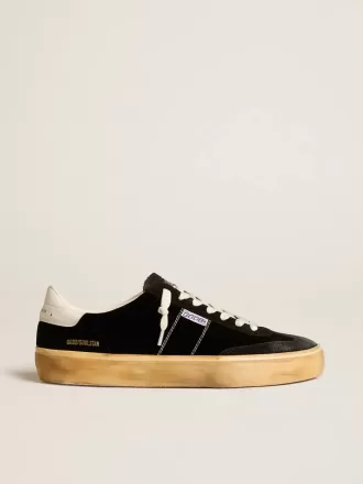 Soul Star in velluto nero con linguetta sul tallone in pelle bianca