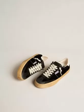 Soul Star in velluto nero con linguetta sul tallone in pelle bianca
