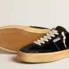 Soul Star in velluto nero con linguetta sul tallone in pelle bianca