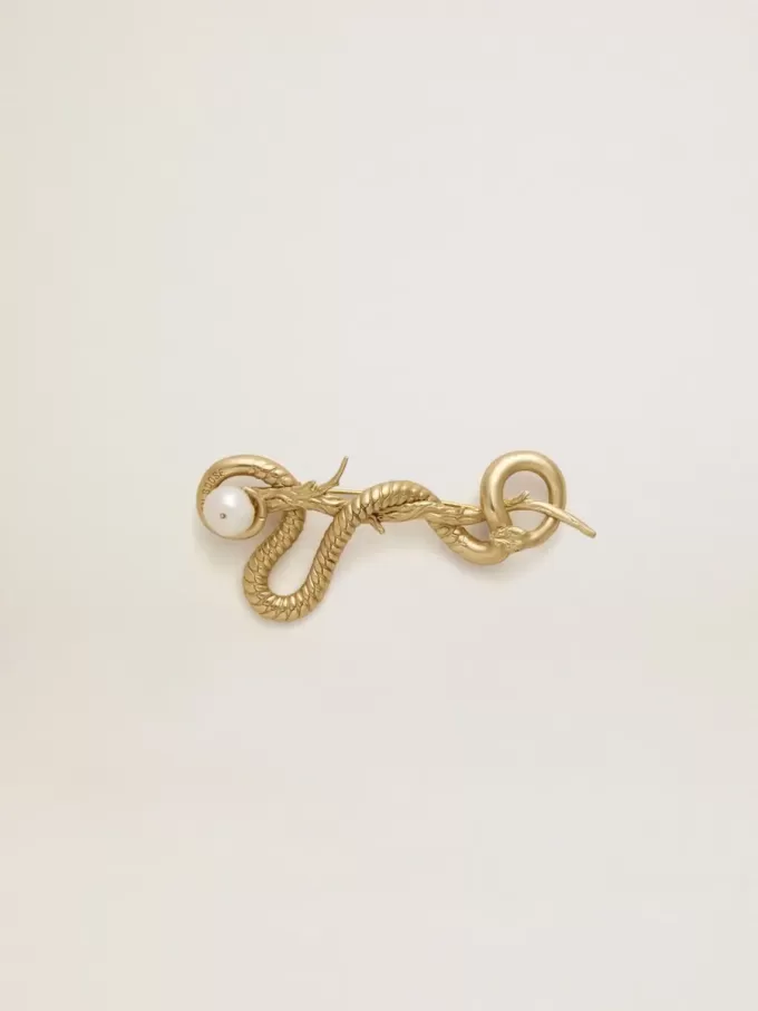 Spilla CNY in oro antico a forma di serpente