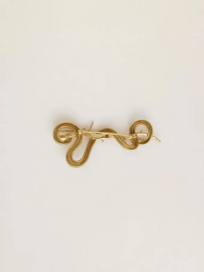 Spilla CNY in oro antico a forma di serpente
