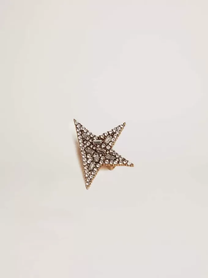 Spilla da donna color oro antico con cristalli decorativi