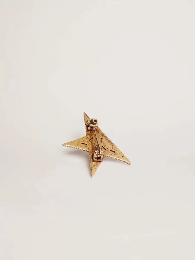 Spilla da donna color oro antico con cristalli decorativi
