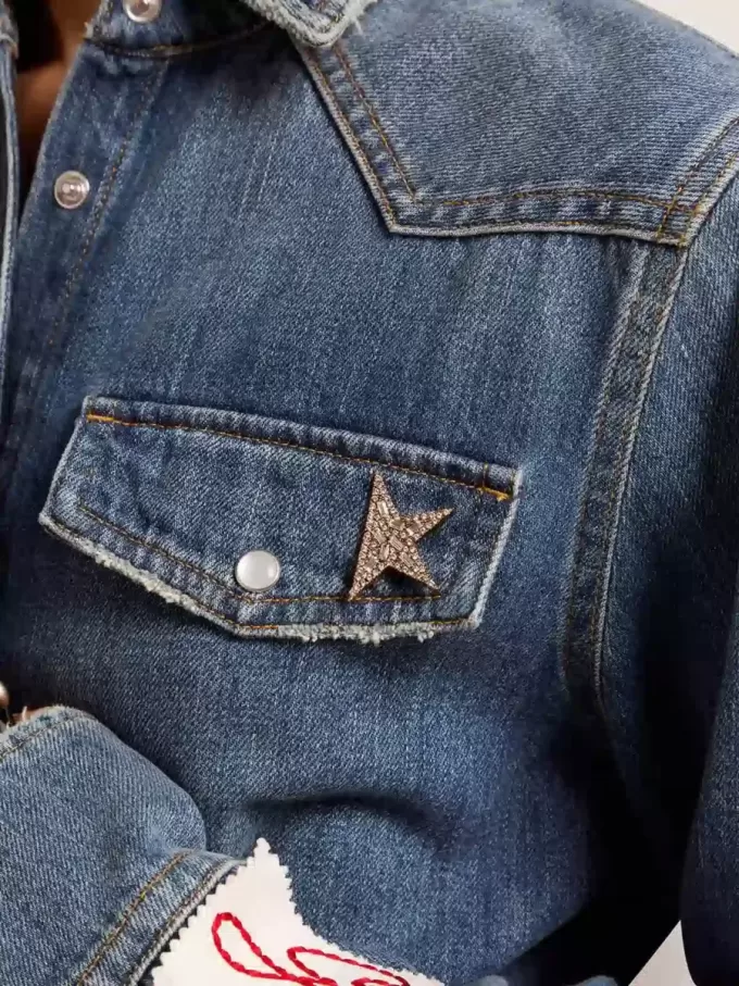 Spilla da donna color oro antico con cristalli decorativi
