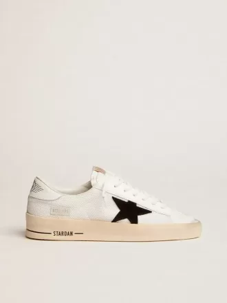 Stardan con inserti in pelle bianca e mesh e stella in pelle scamosciata nera Stardan con inserti in pelle bianca e mesh e stella in pelle scamosciata nera